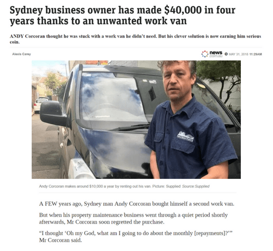 Andy rents out his van and has earnt 40,000 dollars